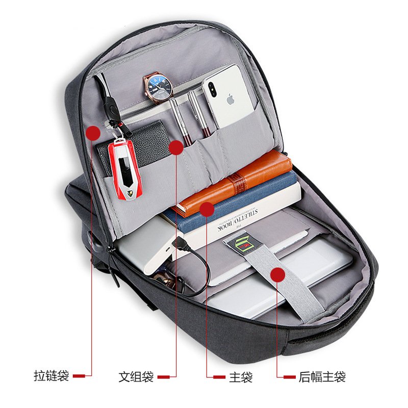 Men Business Laptop Backpack - Waterproof Cotton Linen Travel Bag with Air Cushion Straps - Image 4