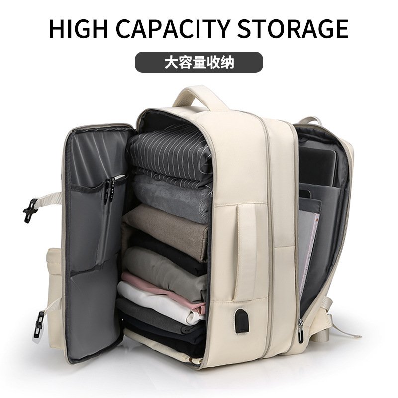 Upgraded Travel Backpack with Shoe Compartment - Expandable Waterproof Nylon Daypack for Men and Women - Image 4