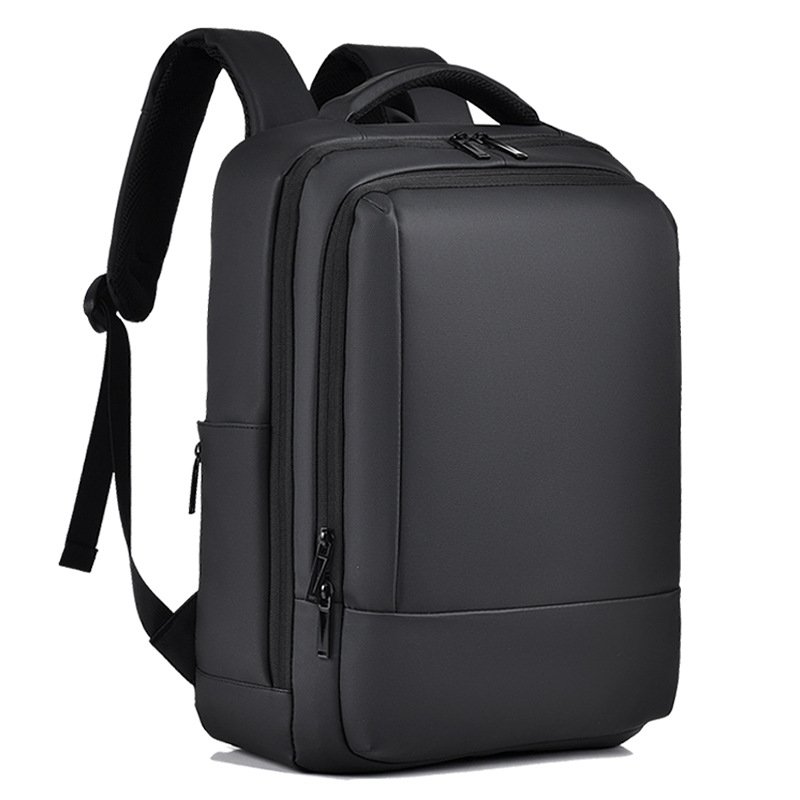 Men Business Laptop Backpack - 17.3 Inch Waterproof PU Travel Bag with Air Cushion Straps - Image 5